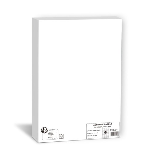 100 A4 Adhesive Label Sheets 70mm x 25.4mm - 33 Per Page