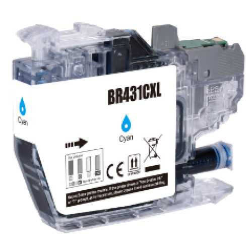 Brother LC431XLC Hi-Yield Ink Cartridge Cyan 500 Pages - Compatible