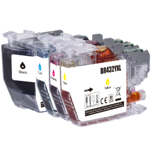 Brother LC432XL Value Pack Four Ink Cartridges 3,000BK, 1,500CL Pages - Compatible Brother LC432XL Value Pack Four Ink Cartridges 3,000BK, 1,500CL Pages - Compatible