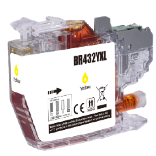Brother LC432XLY Yellow Ink Cartridge 1500 Pages - Compatible Brother LC432XLY Yellow Ink Cartridge 1500 Pages - Compatible