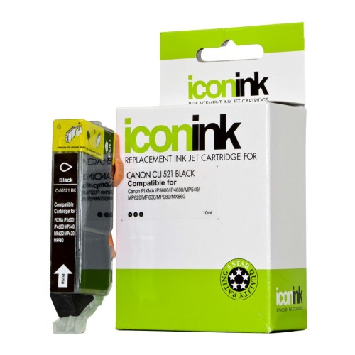 Canon CLi521Bk Black Ink Cartridge - Compatible Canon CLi521Bk Black Ink Cartridge - Compatible