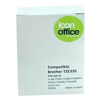 Brother TZ Tape 12mm White on Black - Compatible