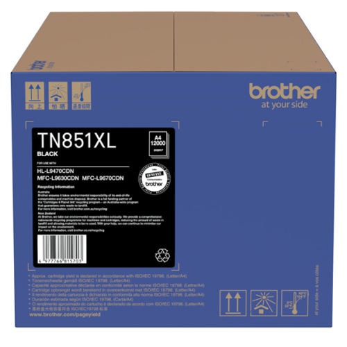 Brother TN851XLBK Black Toner 12,000 Pages - Genuine Brother TN851XLBK Black Toner 12,000 Pages - Genuine