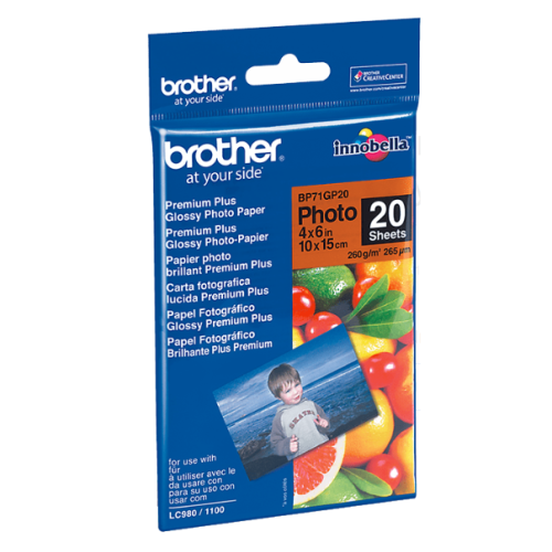 Brother BP71GP20 Glossy Paper 20 Sheets 260gsm 100mm x 150mm Brother BP71GP20 Glossy Paper 20 Sheets 260gsm 100mm x 150mm
