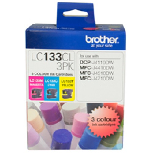 Brother LC133CL3PK C+Y+M 3-Pack 600 Pages - Genuine Brother LC133CL3PK C+Y+M 3-Pack 600 Pages - Genuine