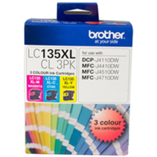 Brother LC135XL 3 Pack 1,200 Pages (x3 Colours C+Y+M) - Genuine