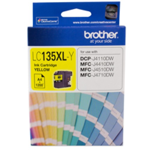Brother LC135XLY Ink Cartridge Yellow 1,200 Pages - Genuine Brother LC135XLY Ink Cartridge Yellow 1,200 Pages - Genuine