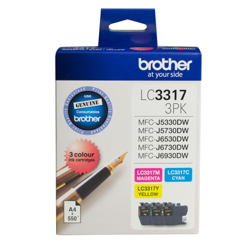 Brother LC33173PK Ink Cyan, Mag, Yellow 3 x 550 Pages - Genuine