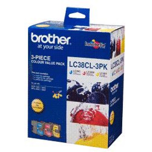 Brother LC38 Ink Cartridge 3 Colour C+Y+M 260 Pages - Genuine Brother LC38 Ink Cartridge 3 Colour C+Y+M 260 Pages - Genuine