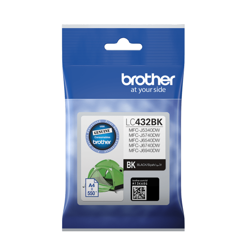 Brother LC432BK Black Ink Cartridge 550 Pages - Genuine Brother LC432BK Black Ink Cartridge 550 Pages - Genuine