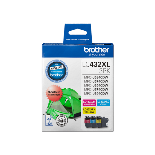 Brother LC432XL3PKS 3-Colour Pack 1500 Pages/Colour - Genuine Brother LC432XL3PKS 3-Colour Pack 1500 Pages/Colour - Genuine