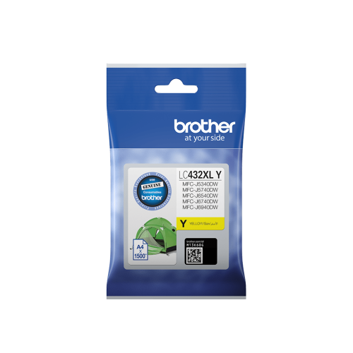 Brother LC432XLY Yellow Ink Cartridge 1500 Pages - Genuine Brother LC432XLY Yellow Ink Cartridge 1500 Pages - Genuine