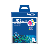 Brother LC536XL3PK Cyan Magenta Yellow 3-Pack 1500 Pages Each - Genuine
