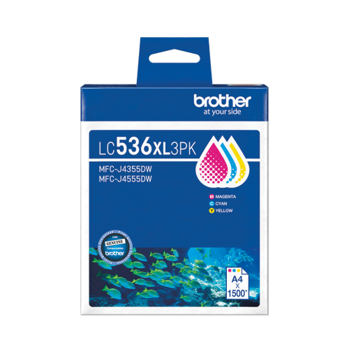 Brother LC536XL3PK Cyan Magenta Yellow 3-Pack 1500 Pages Each - Genuine