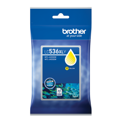 Brother LC536XLY Yellow Ink Cartridge 1,500 Pages - Genuine