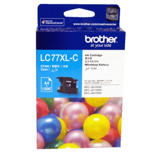 Brother LC77XLC Cyan Ink Cartridge 1200 Pages - Genuine Brother LC77XLC Cyan Ink Cartridge 1200 Pages - Genuine