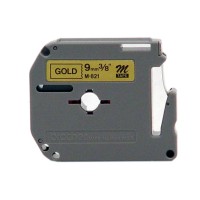 Brother M821 Label Tape  9mm x 8m, Metallic Black on Gold - Genuine