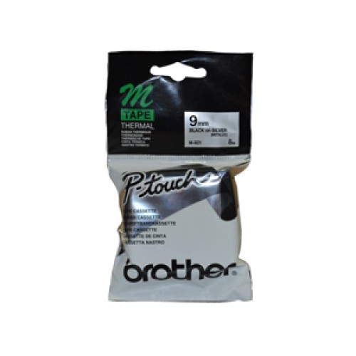 Brother M921 9mm Black on Silver Label Tape - Genuine Brother M921 9mm Black on Silver Label Tape - Genuine