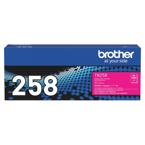 Brother TN258M Magenta Toner 1,000 Pages - Genuine Brother TN258M Magenta Toner 1,000 Pages - Genuine