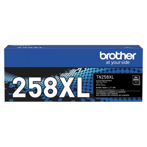 Brother TN258XLBK Black Toner 3,000 Pages - Genuine Brother TN258XLBK Black Toner 3,000 Pages - Genuine