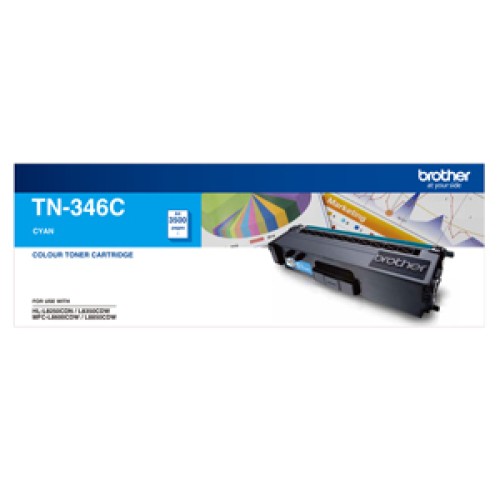 Brother TN346C Cyan Toner Cartridge 3,500 Pages - Genuine Brother TN346C Cyan Toner Cartridge 3,500 Pages - Genuine