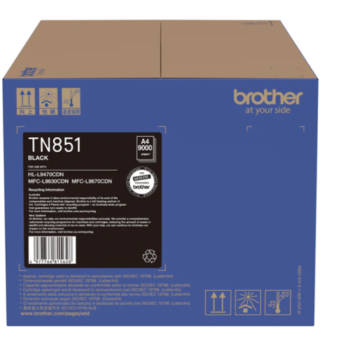 Brother TN851BK Black Toner 9,000 Pages - Genuine Brother TN851BK Black Toner 9,000 Pages - Genuine