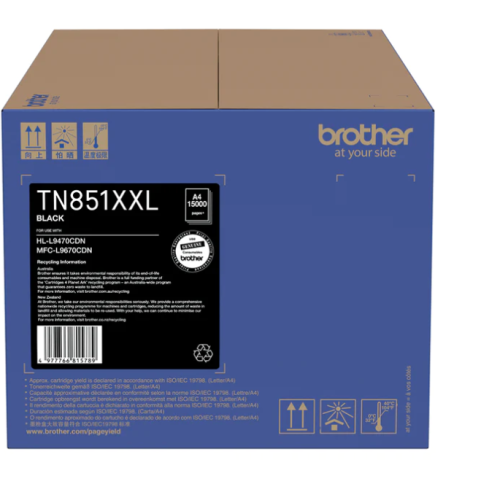 Brother TN851XXLBK Black Toner 15,000 Pages - Genuine Brother TN851XXLBK Black Toner 15,000 Pages - Genuine