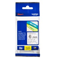 Brother TZE111 6mm Black on Clear Label Tape - Genuine