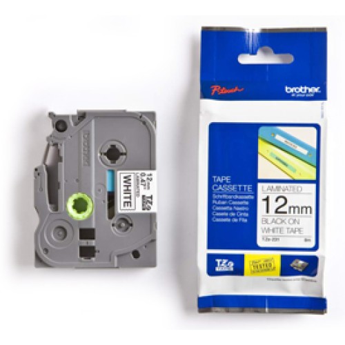 Brother TZE231 Black on White Label Tape 12mm x 8m - Genuine