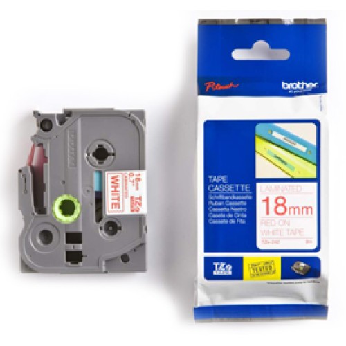 Brother TZE242 18mm Red on White Label Tape - Genuine Brother TZE242 18mm Red on White Label Tape - Genuine