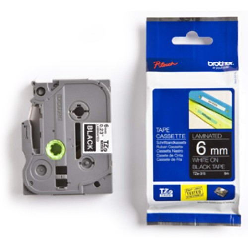 Brother TZE315 6mm White on Black Tape - Genuine Brother TZE315 6mm White on Black Tape - Genuine