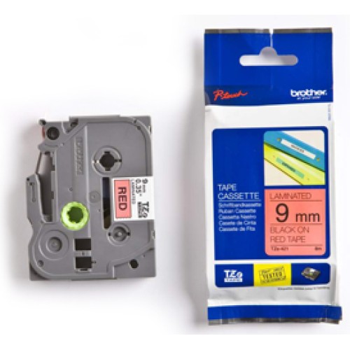 Brother TZE421 9mm Black on Red Tape - Genuine Brother TZE421 9mm Black on Red Tape - Genuine