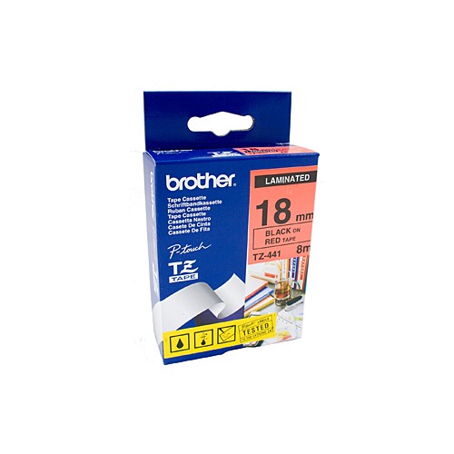 Brother TZe441 18mm Label Tape Black on Red - Genuine Brother TZe441 18mm Label Tape Black on Red - Genuine