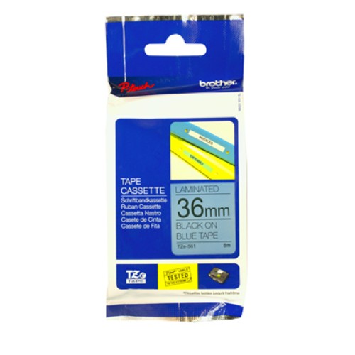 Brother TZE561 36mm Black on Blue Label Tape - Genuine Brother TZE561 36mm Black on Blue Label Tape - Genuine