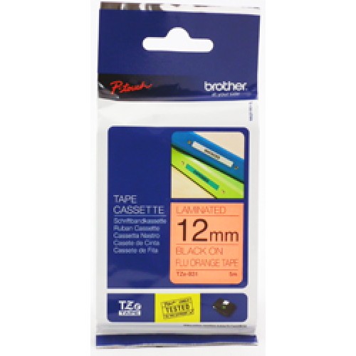 Brother TZEB31 12mm Black on Fluro Orange Label Tape - Genuine Brother TZEB31 12mm Black on Fluro Orange Label Tape - Genuine