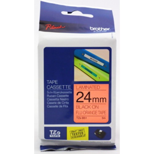 Brother TZEB51 24mm Black/Fluro Orange Laminated Tape - Genuine Brother TZEB51 24mm Black/Fluro Orange Laminated Tape - Genuine