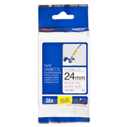 Brother TZEFX251 24mm Black on White Flexible ID Tape - Genuine Brother TZEFX251 24mm Black on White Flexible ID Tape - Genuine