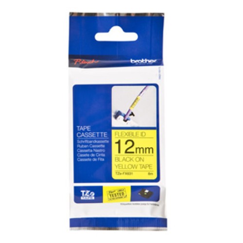 Brother TZeFX631 12mm Flexible Tape Black on Yellow - Genuine Brother TZeFX631 12mm Flexible Tape Black on Yellow - Genuine