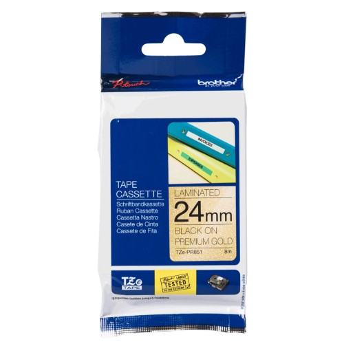 Brother TZePR851 24mm Label Tape Black on Glitter Gold - Genuine Brother TZePR851 24mm Label Tape Black on Glitter Gold - Genuine