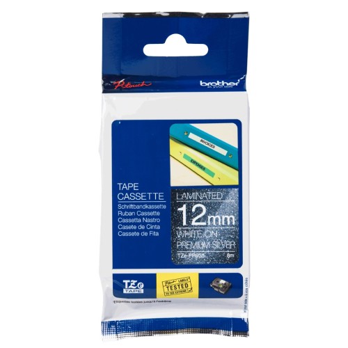 Brother TZePR935 12mm Label Tape White on Silver - Genuine