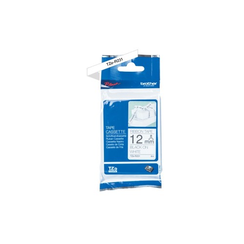 Brother TZER231 12mm Black on White Ribbon Tape - Genuine Brother TZER231 12mm Black on White Ribbon Tape - Genuine