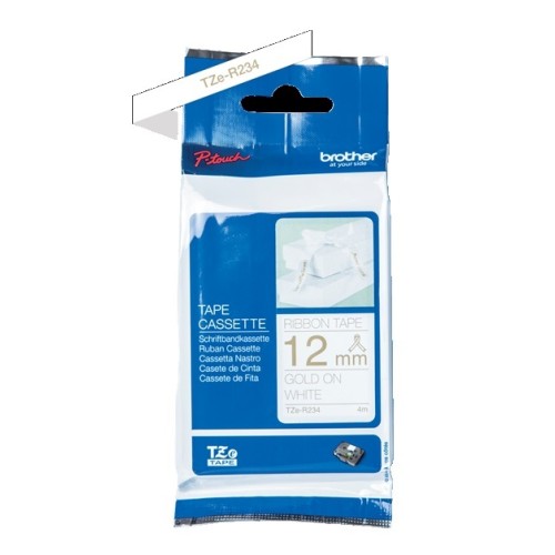 Brother TZeR234 12mm Gold on White Label Tape - Genuine Brother TZeR234 12mm Gold on White Label Tape - Genuine