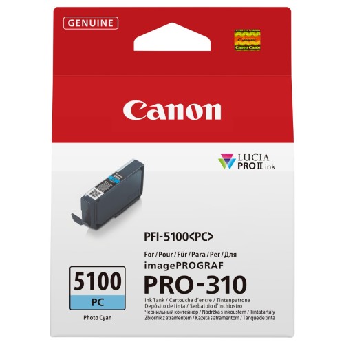 Canon 6956C001 PFI-5100PC Photo Cyan Ink Cartridge (14.4ml) - Genuine Canon 6956C001 PFI-5100PC Photo Cyan Ink Cartridge (14.4ml) - Genuine