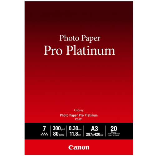 Canon PT101-A3-20 Pro Platinum Super High Glossy 300 gsm 20 Sheets A3 Canon PT101-A3-20 Pro Platinum Super High Glossy 300 gsm 20 Sheets A3