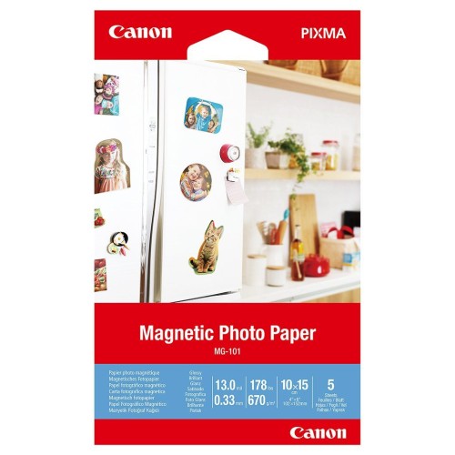 Canon MG-101 Pixma Magnetic Photo Paper 5 Sheets 670gsm 150mm x 100mm Canon MG-101 Pixma Magnetic Photo Paper 5 Sheets 670gsm 150mm x 100mm