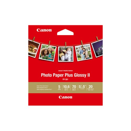 Canon PP301-SQ5IN-20 Glossy Paper 20 Sheets 265 gsm 127mm x 127mm Canon PP301-SQ5IN-20 Glossy Paper 20 Sheets 265 gsm 127mm x 127mm