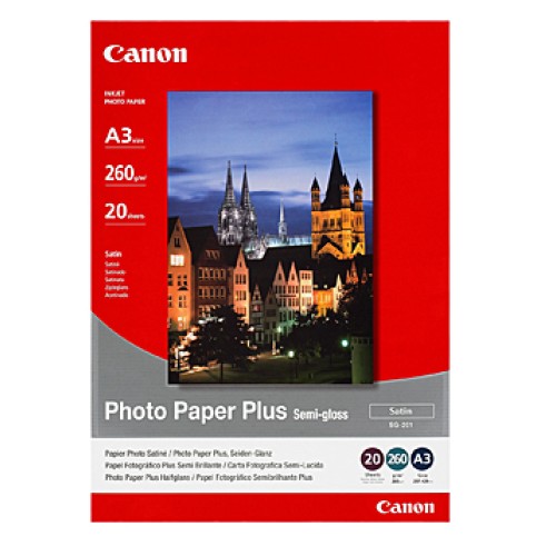 Canon SG201A3 Semi Gloss Photo Paper 260gsm 20 Sheets A3 Canon SG201A3 Semi Gloss Photo Paper 260gsm 20 Sheets A3