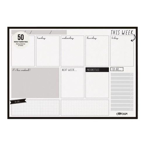 Carpe Diem Weekly Planner Pad Black Carpe Diem Weekly Planner Pad Black