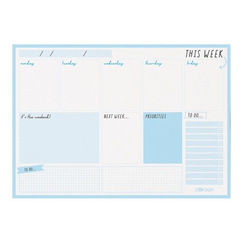 Carpe Diem Weekly Planner Pad Sky Blue Carpe Diem Weekly Planner Pad Sky Blue