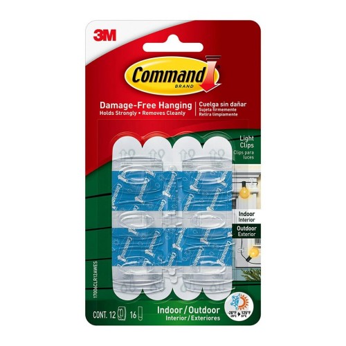 Command Outdoor Light Clips 17006CLR12AWES Clear, Pack of 12 Command Outdoor Light Clips 17006CLR12AWES Clear, Pack of 12